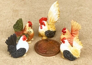 4 Hecho a Mano Arcilla Pollos & Un Gallo Tumdee 1:12 Escala Casa Mascota Juego 1 - Imagen 1 de 1
