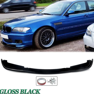 H Style For 2002-2005 BMW E46 4Dr 325i 330i M Sport Front Bumper Lip Gloss Black - Image 1 of 4