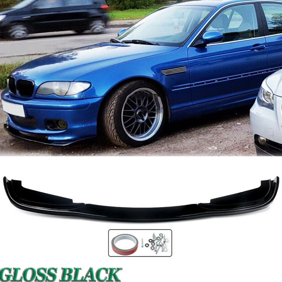 H Style For 2002-2005 BMW E46 4Dr 325i 330i M Sport Front Bumper Lip Gloss Black Foto 1 de 4