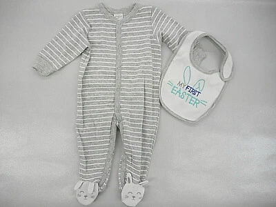 Conjunto de mono con patas y mi primer babero de Pascua para bebés niños a partir de $18 talla 3 meses Foto 1 de 4