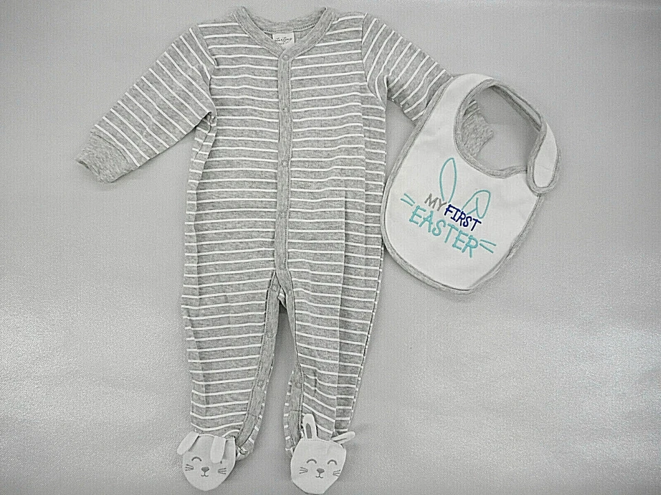 Conjunto de mono con patas y mi primer babero de Pascua para bebés niños a partir de $18 talla 3 meses Foto 1 de 4