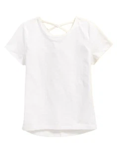 Old Navy Kid Girls Short-Sleeve Softest Lattice-Back T-Shirt White Size XL 14-16 - Picture 1 of 1