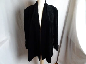 Vintage JS Collections Women Black Velvet Coat with Pockets Size M - Picture 1 of 12