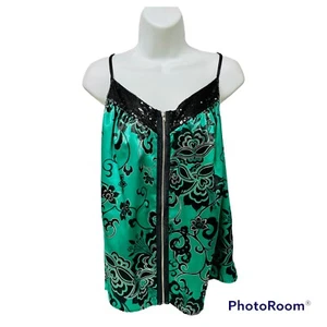 Charlotte Russe Halter Top Dressy Satin Spaghetti straps Adj Open Back Emerald - Picture 1 of 9