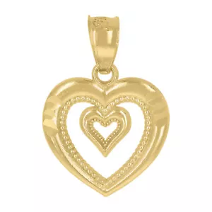 10kt Yellow Gold Womens 2 Double Two Heart Charm Pendant - Picture 1 of 1
