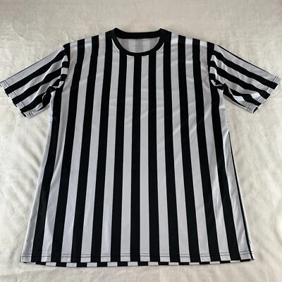 Camisa de árbitro para hombre XL negra blanca a rayas pulóver manga corta top ligero Foto 1 de 4