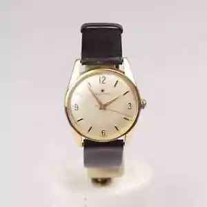 Zenit Uhr am Lederband 1950er Jahre Gold plated Handaufzug - Bild 1 von 8