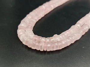Perline disco Heishi quarzo rosa sfaccettato AAA da 16" pietra preziosa piatta rosa naturale - Foto 1 di 6