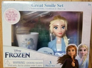 Disney Frozen Great Smile 3 Piece Set Toothbrush & Holders Set Bundle NEW SEALED - Picture 1 of 2