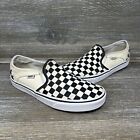 Vans Classic Slip-On Checkerboard White Black Skateboarding Shoes Womens Size 9