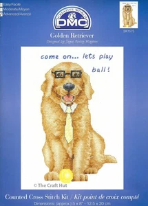 DMC Counted Cross Stitch Kit Dogs Dog Golden Retriever 5" x 8" BK1575 New - Picture 1 of 3