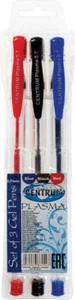 [Set of 3] Gel Ink Pens 0.7mm Packed in Polybag Black, Blue & Red Colours Office - Picture 1 of 18