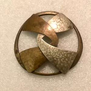 Large Marjorie Baer Hammered Mixed Metals Pendant - Picture 1 of 2