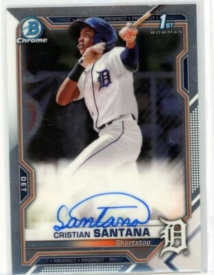 2021 Bowman Chrome Cristian Santana Rookie Card RC Auto Autograph #CPA-CS Tigers - Image 1 of 2