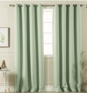 NEU 2 Paneele 52” x 120” Verdunkelungsvorhang Vorhänge Ösen isoliert salbeigrün - Bild 1 von 3