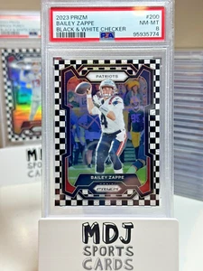 2023 Panini Prizm - Bailey Zappe - Patriots - Blackk & White Checker PSA 8 - Bild 1 von 4