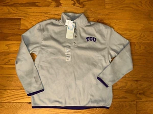 NWT    TCU Horn Frogs Gray Fleece Pullover Women’s 1/2 Snap Down Sz M/8-10 - Picture 1 of 5