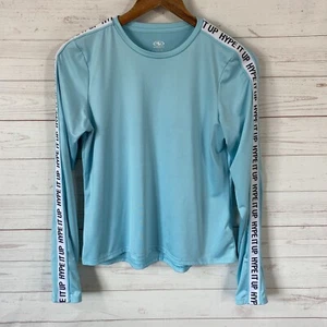Athletic Works Girls Long Sleeve Athletic Top 2XL/18 Blue Arm 'Hype It Up' Logo - Picture 1 of 8
