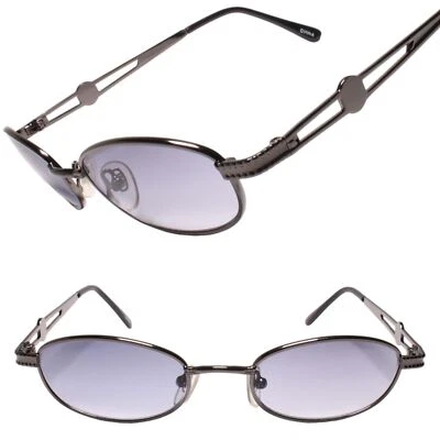 Gafas de sol genuinas vintage minimalistas hippie recortadas templo ovaladas de metal Gunmetal Foto 1 de 3
