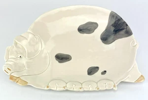 Omnibus Japan Pig Shaped Serving Platter Hand Painted Ceramic 13" x 9" - Picture 1 of 8