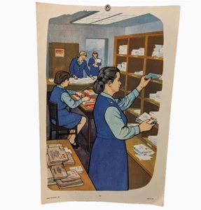 Soviet USSR Post Advertisement - postman office soviet Ukraine Poster 1981 - Picture 1 of 5