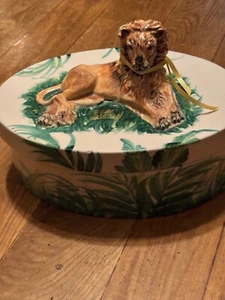 oggetti handbemalt Made in Italy Keramik LG Dose mit einem Tiger oben - Bild 1 von 11