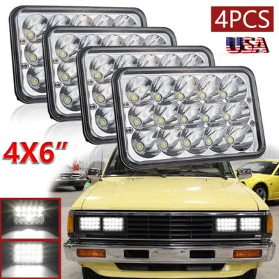 4pcs 4x6 inch DOT LED Headlights Hi-Lo Beam Fit Nissan 720 1983 1984 1985 1986 - Image 1 of 4