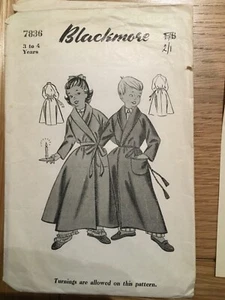 1950’S ORIGINAL BLACKMORE SEWING PATTERN 7835 child’s robe age 3-4 FREE P&P - Picture 1 of 3