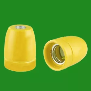 2x Yellow Coloured Glazed Ceramic Edison Screw E27 Light Bulb Holder Socket M10 - Picture 1 of 6