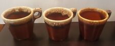 Set of 3 Vintage Hull Pottery Oven Proof USA Brown Drip Glaze Coffee Mugs Cups