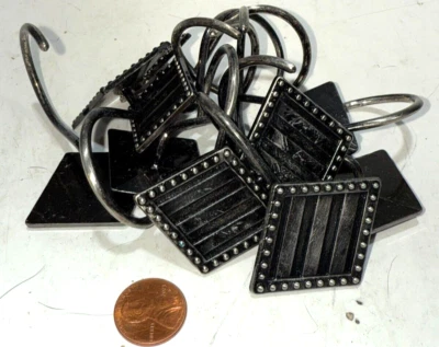 Lot Of 11! Black Decorative Shower Curtain Hooks Metal Geometric Diamond Shape - Image 1 of 2