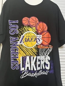 Los Angeles Lakers T Shirt Size 1X/XL Nba Black New With Tag Basketball Hoop Rim - Picture 1 of 7
