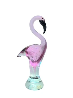 Estatuilla de vidrio soplado flamenco rosa Fabrique A La Main escultura 12,5 pulgadas Foto 1 de 4