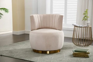 360° Swivel Cuddle Barrel Accent Chairs, Round Armchairs with Wide Upholstery - Picture 1 of 12