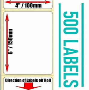 Großes selbstklebendes Klebeetikett 150 x 100 mm 6" x 4" Adresse Thermo weiß x 500 - Bild 1 von 1