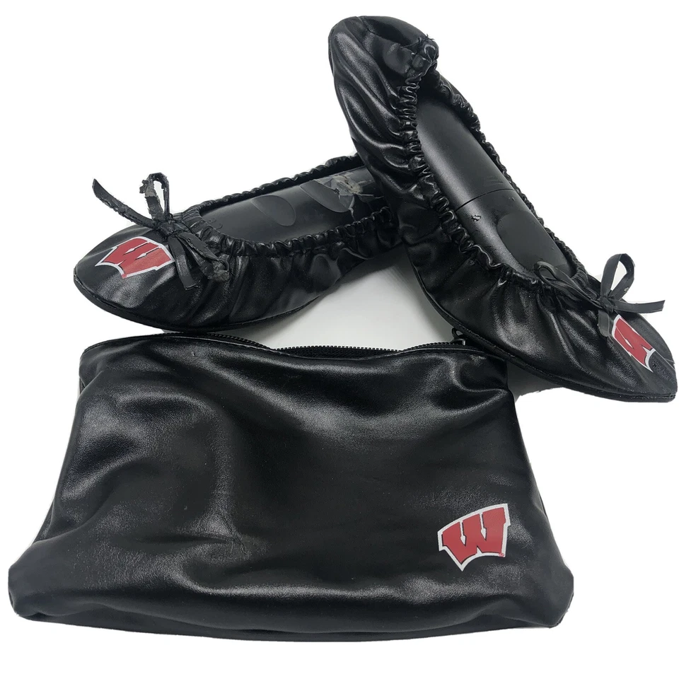 Ncaa Womans Arkansas Razorbacks Black Flats Foldable Shoe With Pouch Small  - Image 1 of 4