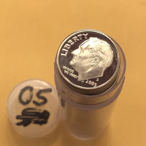 2005 S Roosevelt DIME PROOF (CLAD) * DIRECT FROM PROOF SET *GEM * 50 COIN ROLL Cover