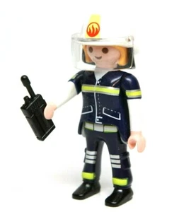 Playmobil Figure Fire Station Female Woman Firefighter Helmet Radio Blonde Hair - Picture 1 of 1