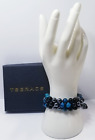 Tegrace Three Row Hand Braided Stone Bracelet Blue Tiger Eye+Magnetite+Onyx