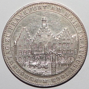 1863 Frankfurt German States 1 Thaler Memorial Thaler XF (FC105) - Bild 1 von 2