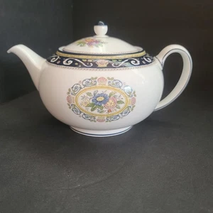 Wedgwood Runnymede Blue Teapot With Lid W4472 Fine Bone China England - Picture 1 of 12