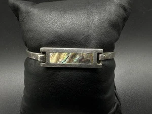 Sterling Silver MOP Hook Eye Bangle Bracelet - Picture 1 of 9
