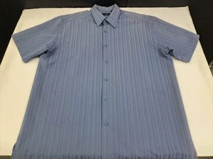 John Henry Mens Short Sleeve Button Up Blue Striped Shirt Size XL #7000 - Picture 1 of 9
