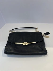 Coach Vintage Madison Black Leather/chain Shoulder Strap,Flap Turnlock Handbag - Picture 1 of 7