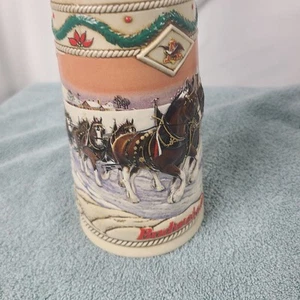 Budweiser Holiday Stein "American Homestead" Clydesdale Horses Collection 1996 - Picture 1 of 11