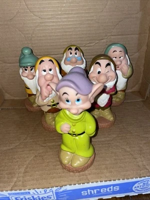 Disney Seven 6 Of The 7 Dwarfs 5 inch Rubber Plastic Figures Dolls - Image 1 of 4