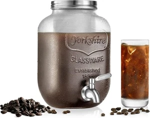 NutriChef 1 Gallon Glass Cold Brew Coffee Maker Wide-Mouth Authentic Mason Jar - Picture 1 of 6