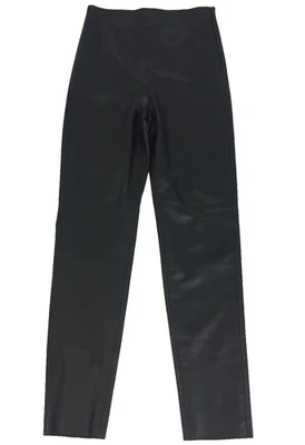 Zara Women's Leggings Size S Black High-Rise Leather Zip-up Elastic Waist Used - Image 1 of 4