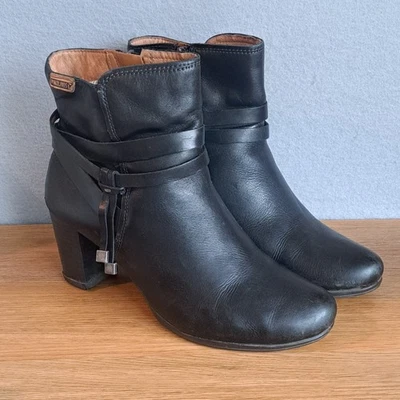 Pikolinos Verona Women 38 7.5 Black Leather Mid-Calf Zip Boots Ankle Heels - Image 1 of 4