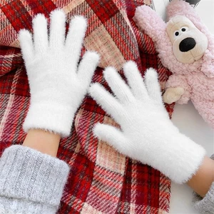 Damen Handschuhe Aus Dickem Nerz-Samt Flauschige Fell-Vollfinger-Fäustlinge DE - Bild 1 von 33